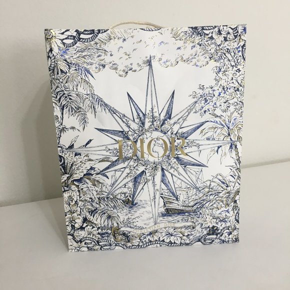 Dior 2022 Holiday Nautical Toile Gift Bag 17x14x6.5" w/Gold Star Charm RARE!! - Picture 6 of 16